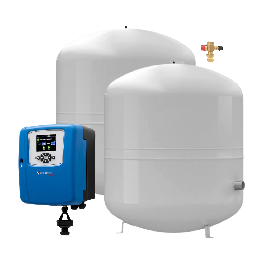 Mikrofill 3 PRO Pressurisation Unit with 2 x 300 Litre MikroPro Expansion Vessels Set - Service Valve Included